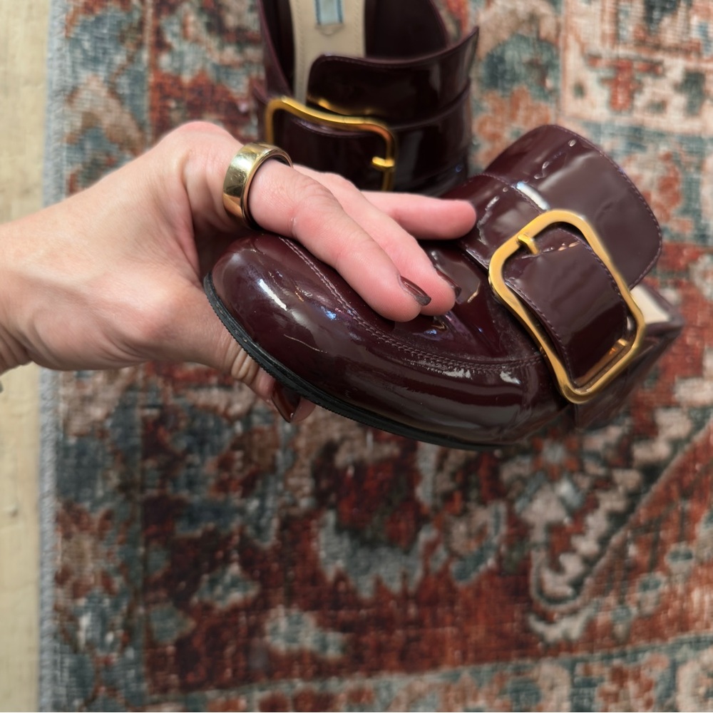 Prada Patent Leather Burgundy Mules - Picture 10 of 10